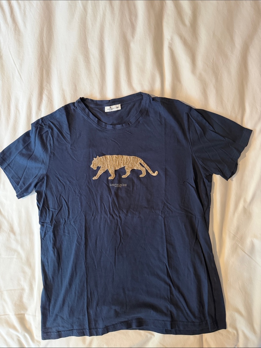 Sabyasachi Navy Tee with Gold Embroidered Tiger Motif